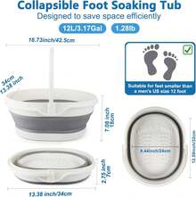Collapsible Foot Soaking Tub For Foot Bath Soak Spa, Foot Tub For Soaking Feet Massager Health Care, Plastic Bucket With Handle Wash Basin Laundry Basket For Travel Beach RV, Gifts For Women Parents - White - View 2