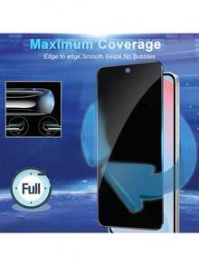 Yezodawee 2片裝 柔性隱私防窺陶瓷螢幕保護貼，適用於 Galaxy A52/A52s 5G, A53 5G, A31, A32 4G, A33, A14, A04, A04S, A12, A23, A13 4G, A05, A05S, A06, A07, S23 FE, A34, A15, A24, A25, M15, A35, A55, A16, A17, A26, M16, A36, A56, S24 FE, S25 FE，全曲面設計 - 黑色 - 查看 3