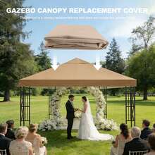 Gazebo Cover 10x10 Replacement Top Canopy Replacement Top, Single Tier Sunshade Gazebo Replacement Cover For Outdoor Use In Shop, Garden, Patio, Yard, Gazebo Canopy Top Replacement (Top Only) - Khaki - View 2