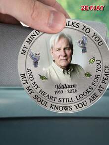 Catygift Custom 2D Flat Memorial Car Visor Clip, Personalized Engraved Memorial Item, Gift For Loved One, Customizable Photo Name Year Background - As Shown - View 7