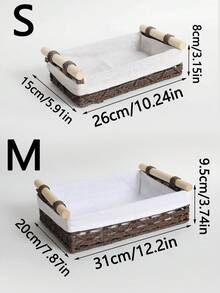 1件/2件組 手工水葫蘆編織籃，鄉村風內襯浴室收納桶，附木製提把，多功能裝飾收納籃，適用於衛生紙、化妝品、雜物，適合浴室、臥室、梳妝台、檯面與衣櫥 - 棕色 - 查看 6
