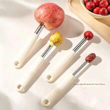 1pc Stainless Steel Fruit Pitter Tool, Multi-Size Apple And Date Pit Remover With Non-Slip Handle, Convenient For Removing Pits From Pears, Hawthorns, Dates, Cherries, Kitchen Cooking Gadget - Milky White - View 10