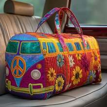 Bolso de Viaje de Algodón Acolchado con Diseño 3D de Autobús, Bolso de Yoga para Mujer con Estampado Moderno - 16 estilos - Ver 9
