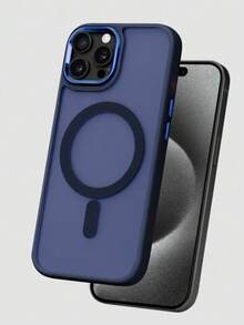 磁吸式 TPU 黑色基礎手機殼 MagSafe PC+TPU 2合1 磁吸無線充電保護殼 黑色 適用於 Apple 17 ProMax，親膚紋理，神祕霧面朦朧視覺，防滑防摔，PC+TPU 材質，適用於 iPhone，春季禮物、生日、週年紀念、專業辦公慶祝 - 黑色 - 查看 1