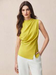 Blusa azul marino con hombros descubiertos y cintura fruncida, elegante y chic para el transporte urbano, uso diario, vintage romántico de los 90, adecuada para Navidad, Año Nuevo, fiesta de San Valentín, playa, graduación, moda, casual, ade - Amarillo - Ver 5