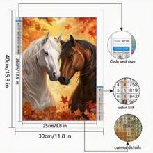 1件30*40厘米/11.8*15.8英寸动物图案5D全圆钻石画套装，含全套工具，油画布，卧室客厅装饰钻石画，马赛克工艺墙画，适合成人初学者，全圆钻石马匹艺术工艺品，家居艺术墙饰画礼品[不含框]，钻石画套装 - 查看 3