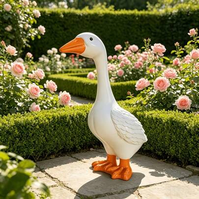 Outdoor Resin Goose Sculpture, Porch Goose Yard Decor, Waterproof Windproof Farmhouse Style Garden Decoration