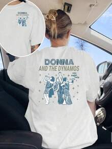 Donna And The Dynamos Women's Casual Single T-Shirt | Short Sleeve T-Shirt, Round Neck, Casual Style For Spring/Summer/Autumn Y2k. - 白色 - 查看 10