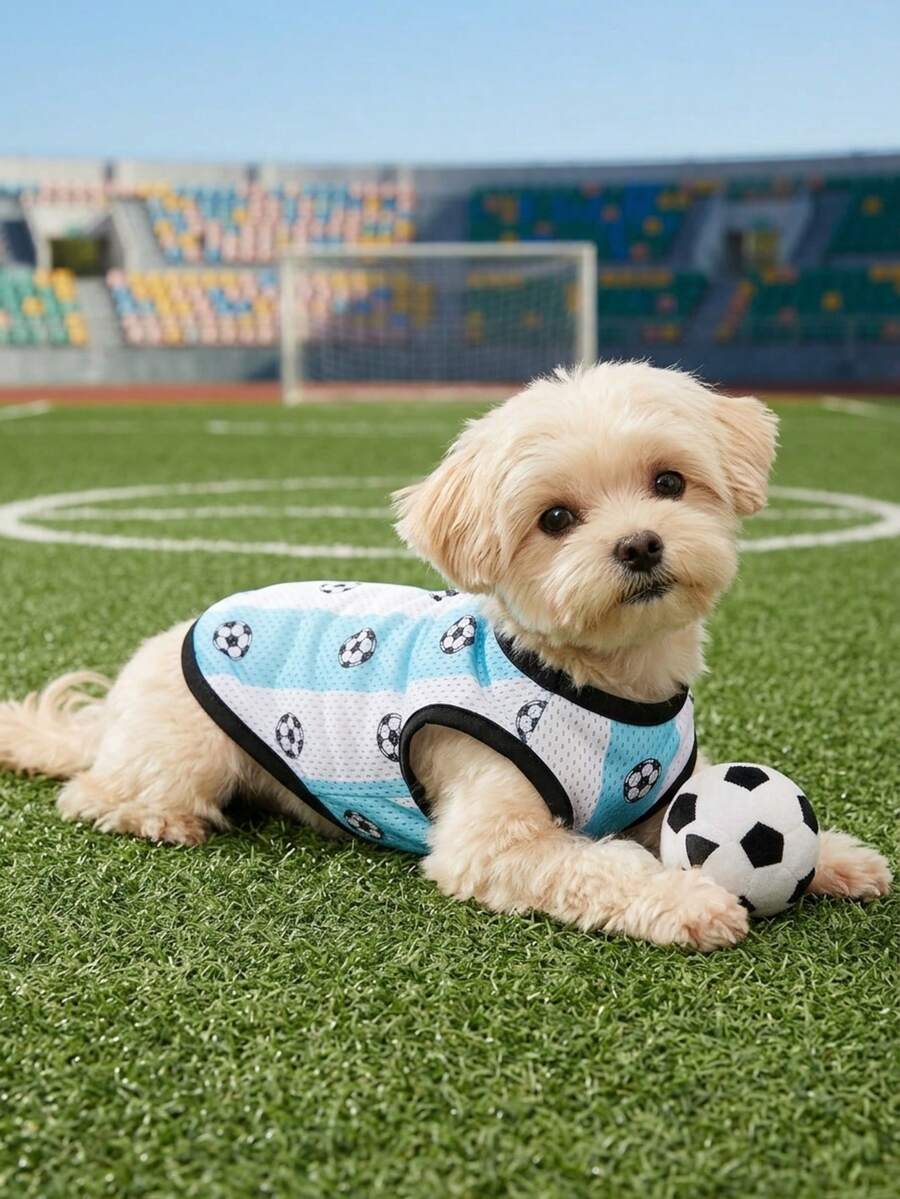 2026 足球狗狗服装 巴西阿根廷墨西哥球衣宠物背心 猫咪服装 幼犬服装 幼犬用品 狗狗配件 绿色 黄色 蓝色 红色上衣 - 彩色 - 查看 1