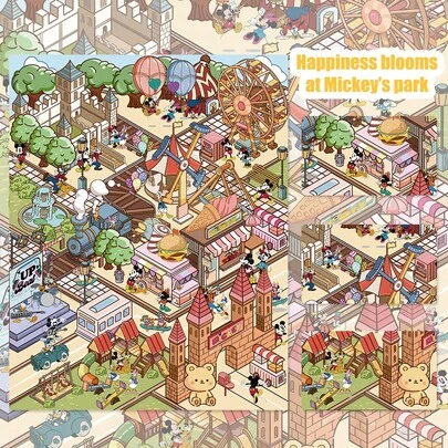  Stickers décoratifs Disney | Disney Mickey Mouse & Friends Scène du parc Disneyland DIY, autocollants mignons de bande dessinée en vinyle pour le scrapbooking, le journaling, les bouteilles d'eau, les ordinateurs portables, parfaits pour les cadeaux d'anniversaire, le matériel de bureau et les récompenses scolaires