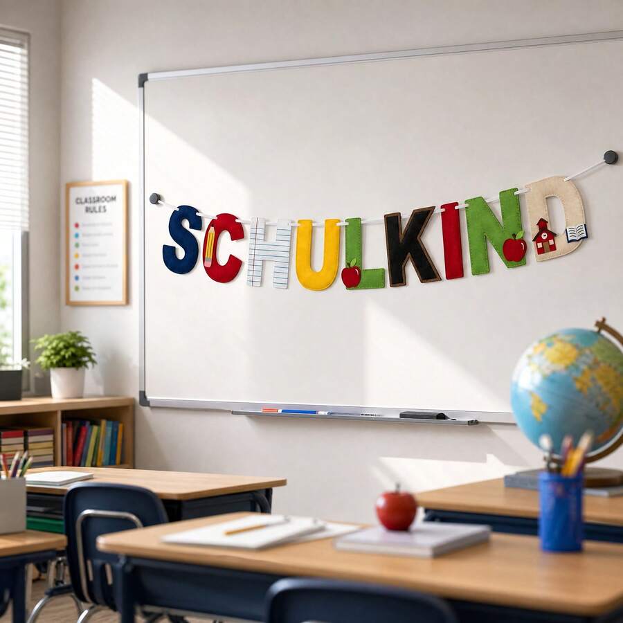 1 Set 2D Flat Felt Colorful Back To School Banner, Suitable For School Annual Celebration, School Party Decoration, Germany Back To School, Classroom Decoration, Happy Back To School Atmosphere, First Day Of School Classroom Arrangement - A - View 1