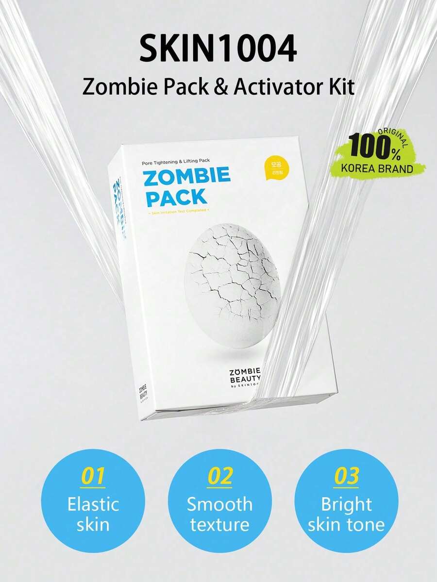 SKIN1004 Zombie Pack 活化套組 8合1提拉緊緻面膜，收斂毛孔、平滑肌膚紋理，提亮保濕，蛋白蛋清配方，沖洗式面膜，K-Beauty 韓系彩妝，Olive Young，禮品，粉末 2g*8 + 活化液 3.5ml*8