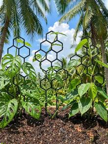 1/2件組蜂巢形植物攀爬架，戶外盆栽植物支撐架，防鏽塑料架，適用於盆栽藤蔓與花卉，室內外花園省空間支撐架 - 多色 - 查看 2