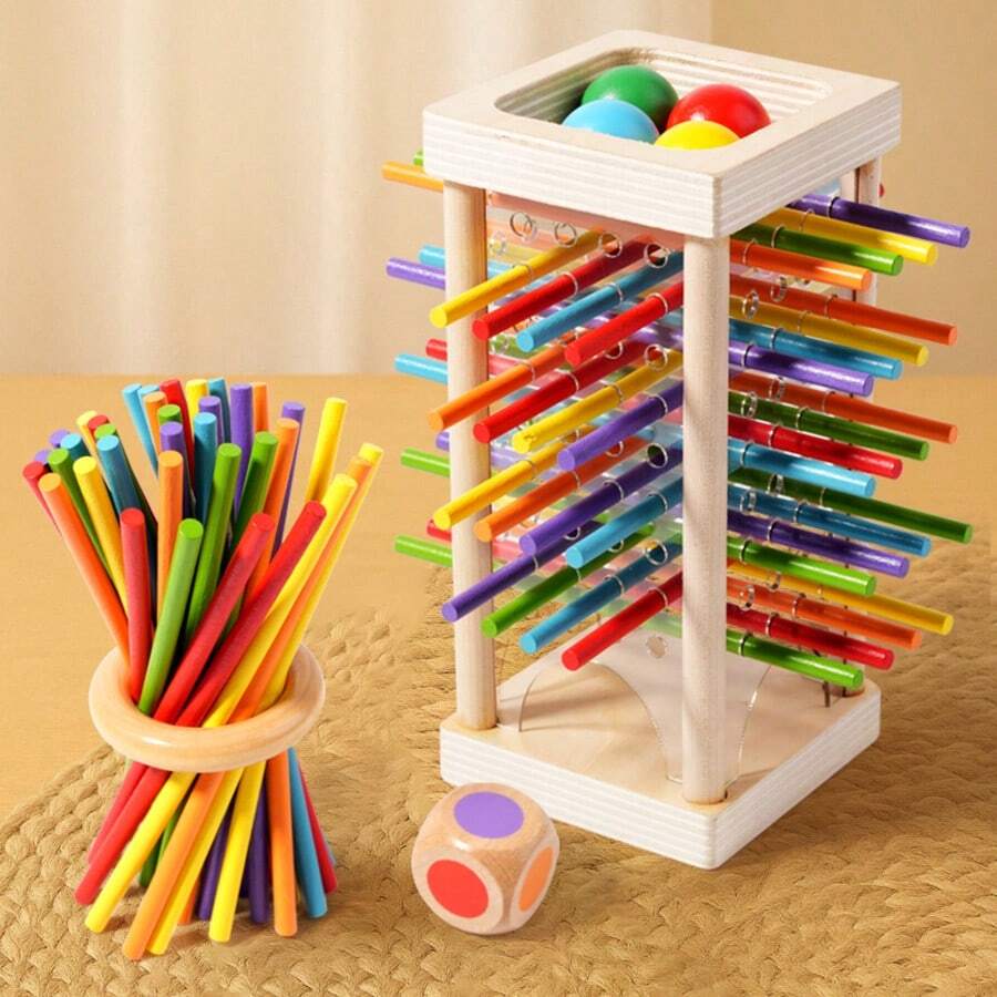 3-In-1 Wooden Stick Pulling Toy, Parent-Child Interactive Battle Game, Color Recognition, Patience And Concentration Training, Ideal Holiday And Birthday Gift