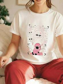 Under The RadarCamiseta Unisex Vintage de Anime 100% Algodón con Cuello Redondo, Diseño Gráfico de Anime, Camiseta de Manga, Anime Japonés Hitori Gotoh Bocchi The Rock, Diseño de Boceto de Ansiedad Social, Arte Divertido con Efecto Glitch-Vintage Street Style Unisex Loose Cotton Short Sleeve Crew Neck T-Shirt - Blanco - Ver 6