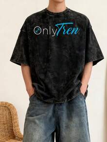 Camiseta Only Tren, Camisetas Divertidas de Verano con Diseño Estético 2024, Camiseta Kawaii Holgada para Hombre, Ropa de Diseño de Manga Corta, Camisetas Estampadas, Ropa de Moda Vintage Holgada para Hombre y Mujer, Camiseta Estampada Negra Lavada Estilo Casual Urbano - Negro - Ver 3