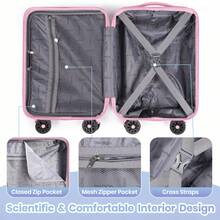 Carry-On Luggage Lightweight ABS Hard Shell Cabin Suitcase With Removable Wheels 16 Inch Travel Trolley Case-Pink - Pink - View 5