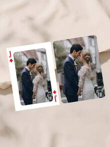 1pc Custom Photo & Text Wedding Playing Cards, Personalized Name Date Couple Deck With Metal Tin Box, Wedding/Engagement/Anniversary Gift, Party Game Night Souvenir Favor Cards - Multicolor - View 12