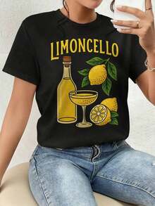 ofertas y liquidacionesPlayera Para Mujer,Estético Uso Diario Limón - Camiseta Gráfica para Mujer con Estampado de Limón de Amalfi Coast de Italia, Cuello Redondo "Tomato Girl ", Regalo para Hermano/Hermanaplayera de hombretops sudaderas para mujer Y2k Camiseta Camisa De - Negro - Ver 9