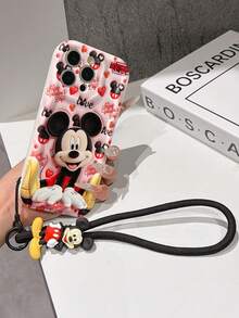 This Disney Mickey Mouse Lanyard Phone Case Is Fully Covered In TPU Material. It's Shockproof, Lightweight, And Compatible With IPhone17/16/11/13/15/15 Plus/15 Pro/15 Pro Max/12/14 Pro Max/11 Pro Max/12 Pro/12 Pro Max/13. This Phone Case Makes A Popular Birthday Gift Or Business Gift; It's Durable, Stain- And Fingerprint Resistant, And Suitable For Both Men And Women. The Set Also Includes A Mickey Mouse Phone Case And A Mickey Mouse Plush Bracelet. It's A Perfect Gift For Friends And Family. This Stylish Phone Case Is Fun, Lightweight, And Durable. IPhone17 Pro Max Phone Case, Minnie Mouse Phone Case. - trắng - Xem 4
