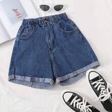 Holidaya Washed Turn Up Hem Denim Shorts - Azul Marino - Ver 2
