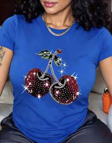 Nueva camiseta de manga corta con cuello redondo para mujeres, diseño estival, con un sencillo y moderno estampado de letras, transpirable y absorbe la sudoración. Envío exprés desde almacén local, modelo para parejas, ropa de pareja-Vintage Street Style Unisex Loose Cotton Short Sleeve Crew Neck T-Shirt - Azul - Ver 12