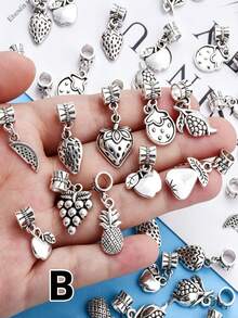 20/30/50pcs Vintage Hollow Heart, Fruit, Tree Of Life, Letter, Angel, Bow, Halloween, Christmas Alloy Pendant Assortment Set, Multiple Style Heart Designs With Connectors, Suitable For DIY Personalized Fashion Bracelets, Necklaces, Keychains And Other Jewelry Accessories - Silver - View 4