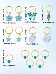 Bộ 14 chiếc vòng cài tóc phong cách vườn biển với vỏ sò xanh, hoa trà, bướm xanh và ốc xà cừ – có thể điều chỉnh kích thước, trang sức tóc phong cách boho ven biển dành cho phụ nữ và bé gái với kiểu tóc tết hoặc tóc dreadlocks. - Vàng - Xem 6