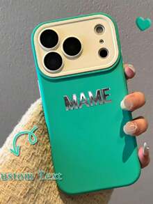 Funda de teléfono personalizada de espejo transparente grueso con firma de línea de corazón, funda de teléfono con protección antideslizante con nombre de letra multicolor, frase corta, funda de teléfono personalizable, funda de teléfono de moda, funda de teléfono de espejo, funda de teléfono con nombre personalizado, compatible con iPhone 11, 12, 13, 14, 15, 16 Pro Max, elegante, colorido, vintage - Multicolor - Ver 1