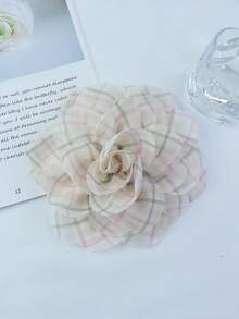 20cm Refreshing Plaid Fabric Handmade Large Rose Flower Brooch, Suitable For Dresses And Vacation Outfits - Roses - View 9