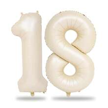 18th Birthday Cream Balloons Decor Birthday Decorations For Women Girl Beige Brown White Sand Foil Star Heart Balloon Decor, Birthday Sash Bobo Balloons For Birthday Anniversary Party Decoration Supplies Room Decor - Sinh nhật thứ 18 - Xem 12