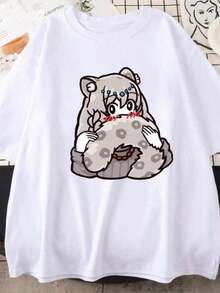 Under The Radar Anime Arknights Pramanix Siege Silence Skadi Game Cosplay Unisex T-Shirt, Pure Cotton For Men And Women, Summer Cartoon Prints, Urban Vintage Style, Loose Fit Short Sleeve Crew Neck Unisex Cotton T-Shirt - 白色 - 查看 7