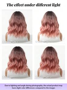 Tóc giả ngắn gợn sóng màu hồng ombre 14 inch có mái, chất liệu sợi tổng hợp chịu nhiệt, kiểu dáng tự nhiên, không cần keo dán, phù hợp cho sử dụng hàng ngày, đi làm, đi học, hẹn hò, sinh nhật, Halloween, Giáng sinh, Lễ Tạ ơn, lễ hội âm nhạc, phong cách Y2K, bạn gái, chị gái, mẹ, tóc giả thời trang. - Hồng - Xem 8