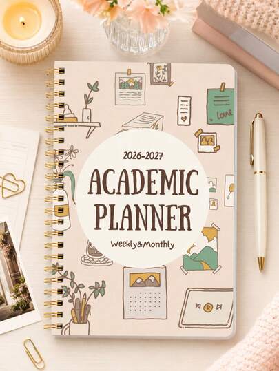1 stuk weekplanner/notitieboekje voor 2026-2027 (24 maanden), geschikt voor studieplanning en werknotities, helpt bij het behouden van een ordelijke organisatie, kantoor- en schoolbenodigdheden, geschikt voor studenten.