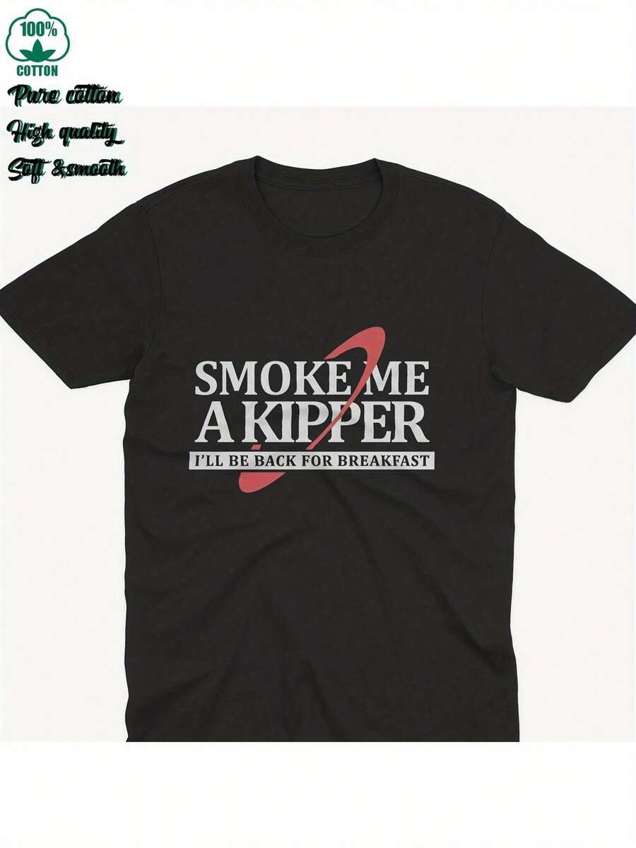 Camiseta de hombre, Red Dwarf 'Smoke Me A Kipper & Ace Rimmer' Quote, Camiseta de ciencia ficción de comedia negra con gráfico de cabeza de Smeg, Elasticidad extensible, Ropa casual diaria lavable a máquina, Mercancía para fans de Red Dwarf, Diseño de texto en negrita, Material duradero - Negro - Ver 1