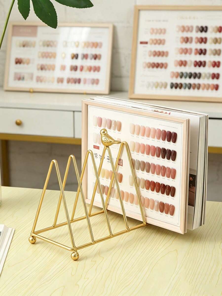1pc Metal Nail Polish Storage Rack, Multi-Compartment Nail Art Stamping Plate Storage Box, Nail Art Album Work Box, Nail Salon Polish Color Card Display Holder - Multicolor - View 1