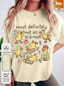 Lindo, Diversión Y Cómodo Estampado De manga corta Camiseta Patos No En A  Dibujos animados Carta Estampado Impreso Mujeres Camiseta Adecuado Para Varios Ocasiones, Como A Regalo Para Festivales, Cumpleaños, Música Festivales, Informal Y Versátil Cómodo, Para Playa Vacaciones, Simple Y A la moda, Adecuado Para Diario Desgaste Por Mujeres Y Chicas Ropa fresca de verano - Albaricoque - Ver 1
