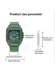 Jam Tangan Mewah Bling Bling dengan Dial Besar dan Hiasan Berlian Imitasi Sepenuhnya, Jam Tangan Quartz Bercahaya Gaya Hip Hop yang Modis untuk Pria - Satu-Ukuran - View 2