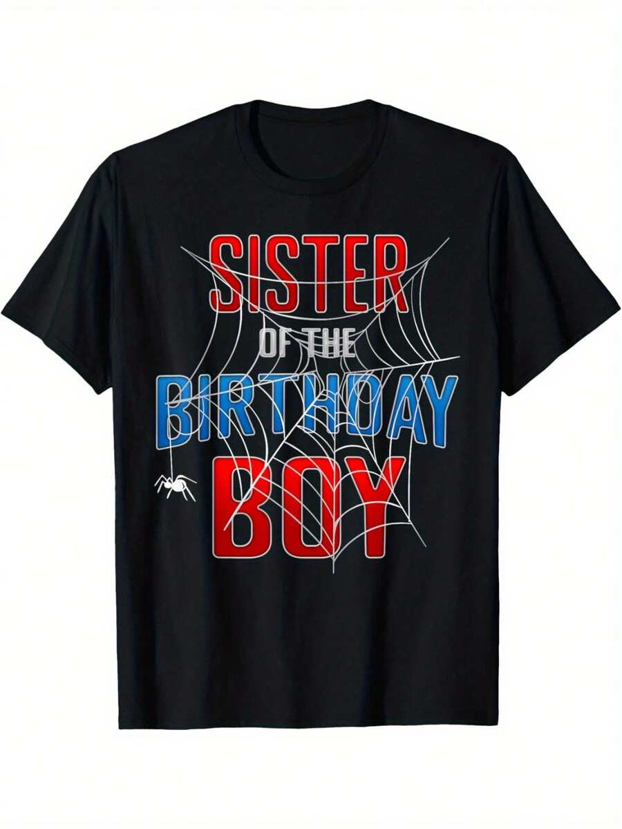 Spider Sister Spidey Birthday Matching Family Christmas T-Shirt, Men's T-Shirt,Funny Graphic T Shirts 100% Cotton Vintage Spider T-Shirt, Gothic Insect Pattern Graphic Tee, Punk Street Style Fashion Shirt, Unisex Soft Short Sleeve Crewneck Tops - Đen 4 - Xem 1