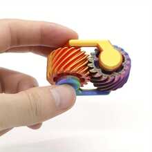 1pc Finger Spinner Keychain | Portable Stress Relief Mini Fidget Toy, Suitable For Office, High Pressure Groups, Stress Relief Tool, Convenient To Carry, Birthday/Holiday Gift, Hanging On Backpack/Keys, Plastic Material - Multicolor - View 2