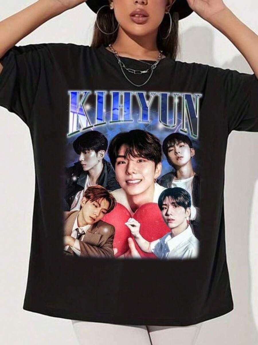 Camiseta unisex, camiseta retro de Kihyun Monsta X, camiseta del álbum The X de Monsta X, camiseta N the Front, camiseta azul bebé de Monsta X, suéter de los miembros de Monsta X, ropa de mujer, blusas para mujer, tops de mujer, camisetas de mujer. Tela ligera y transpirable, conjuntos casuales para mujer, ropa para climas cálidos, diseño divertido, ideal para jugar al aire libre. ,All Match 128% Cotton Short Sleeve Tee, Soft Loose Breathable Fit For Women Young Ladies, Suitable For Daily Casual Street Fashion Campus Study Holiday Shopping Outdoor Leisure Daily Weartops elegantes playeras de niña tropicoqueta karol playeras de mujer tops de mujer tops de mujer ropa de niñas de 27 años ropa deportiva de mujer - Negro - Ver 1