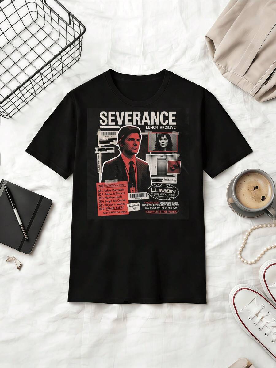 Severance Lumon Industries Graphic T-Shirt Mark Scout MDR Department Fan Apparel - Black - View 1