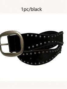 Vintage Western Rivet Belt,Y2K Boho Style,For Jeans Dresses,Adjustable Buckle - Multicolor - View 9