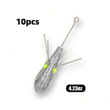 10 chiếc chì câu cá Sputnik đuôi dài, dùng cho câu cá nước mặn, câu cá trên bãi biển, câu cá trê, câu cá trên cát biển, màu xám bạc. - Bạc - Xem 6