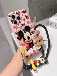 This Disney Mickey Mouse Lanyard Phone Case Is Fully Covered In TPU Material. It's Shockproof, Lightweight, And Compatible With IPhone17/16/11/13/15/15 Plus/15 Pro/15 Pro Max/12/14 Pro Max/11 Pro Max/12 Pro/12 Pro Max/13. This Phone Case Makes A Popular Birthday Gift Or Business Gift; It's Durable, Stain- And Fingerprint Resistant, And Suitable For Both Men And Women. The Set Also Includes A Mickey Mouse Phone Case And A Mickey Mouse Plush Bracelet. It's A Perfect Gift For Friends And Family. This Stylish Phone Case Is Fun, Lightweight, And Durable. IPhone17 Pro Max Phone Case, Minnie Mouse Phone Case. - trắng - Xem 2