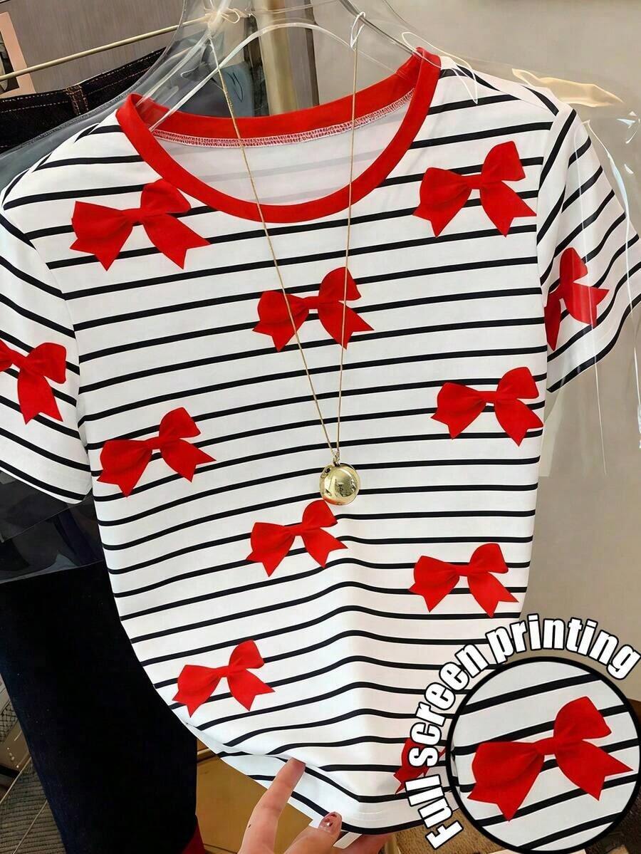 Camiseta de mujer de manga corta, cuello redondo, unicolor, casual, de verano - Multicolor - Ver 1