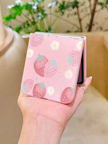 1 chiếc ốp lưng điện thoại gập màn hình đầy đủ họa tiết dâu tây dễ thương, thời trang, đơn giản và dễ thương, làm bằng chất liệu PC mềm mại, có khả năng bảo vệ và chống rơi vỡ: Galaxy Zflip 3/Zflip 4/Zflip 5/Zflip 6/Zflip 7/ Razr 60/ Razr 50/Galaxy Z Flip 7 FE - Hồng - Xem 8