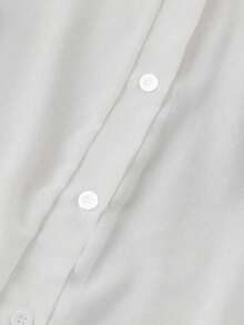 Blusa minimalista de unicolor transparente con cuello vuelto, blusas de manga larga - Gris - Ver 5