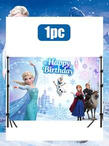 Disney 冰雪城堡主题生日背景，梦幻般的阿伦黛尔主题横幅，打造难忘的庆祝活动。这款迷人的冰雪奇缘生日背景，灵感源自这部深受喜爱的电影中最温馨感人的瞬间，营造出独一无二的冬日仙境氛围。柔和的蓝色水彩背景，点缀着俏皮的雪花细节，将任何空间都变成一个充满奇思妙想的庆典场所。 - 背景 - 查看 13
