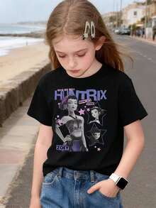 Camiseta de algodón 100% para niñas de la serie Mattel K-POP H U N T R X, nuevo estilo de verano, casual y deportivo, cómoda, agradable para la piel, transpirable, elegante y versátil, cuello redondo y manga corta para usar sola o en capas, regalo ideal para las vacaciones. - Blanco - Ver 7